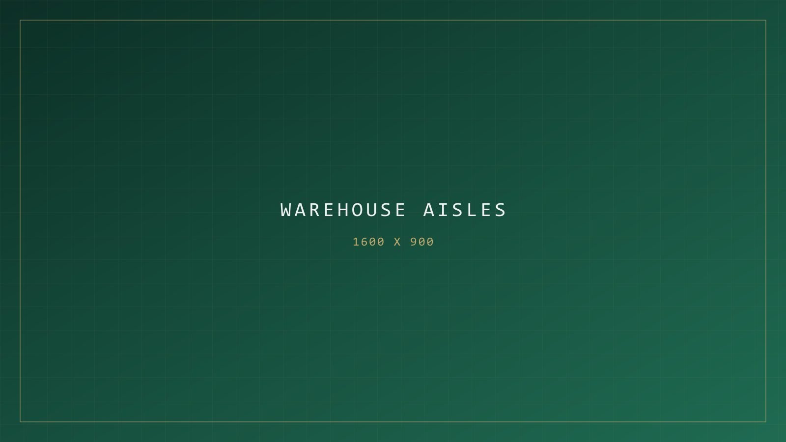 Wide view of the warehouse aisles with racked pallets